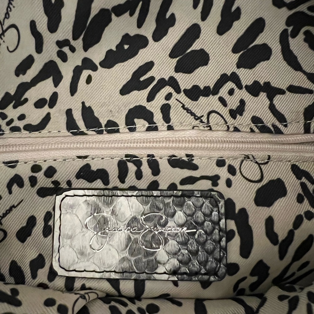 Jessica Simpson Black and White Phython Zoey Satchel - Picture 14 of 15